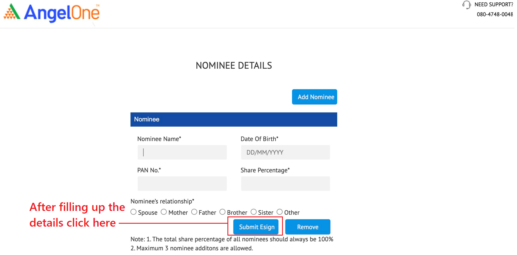 Add a Nominee To Demat Account