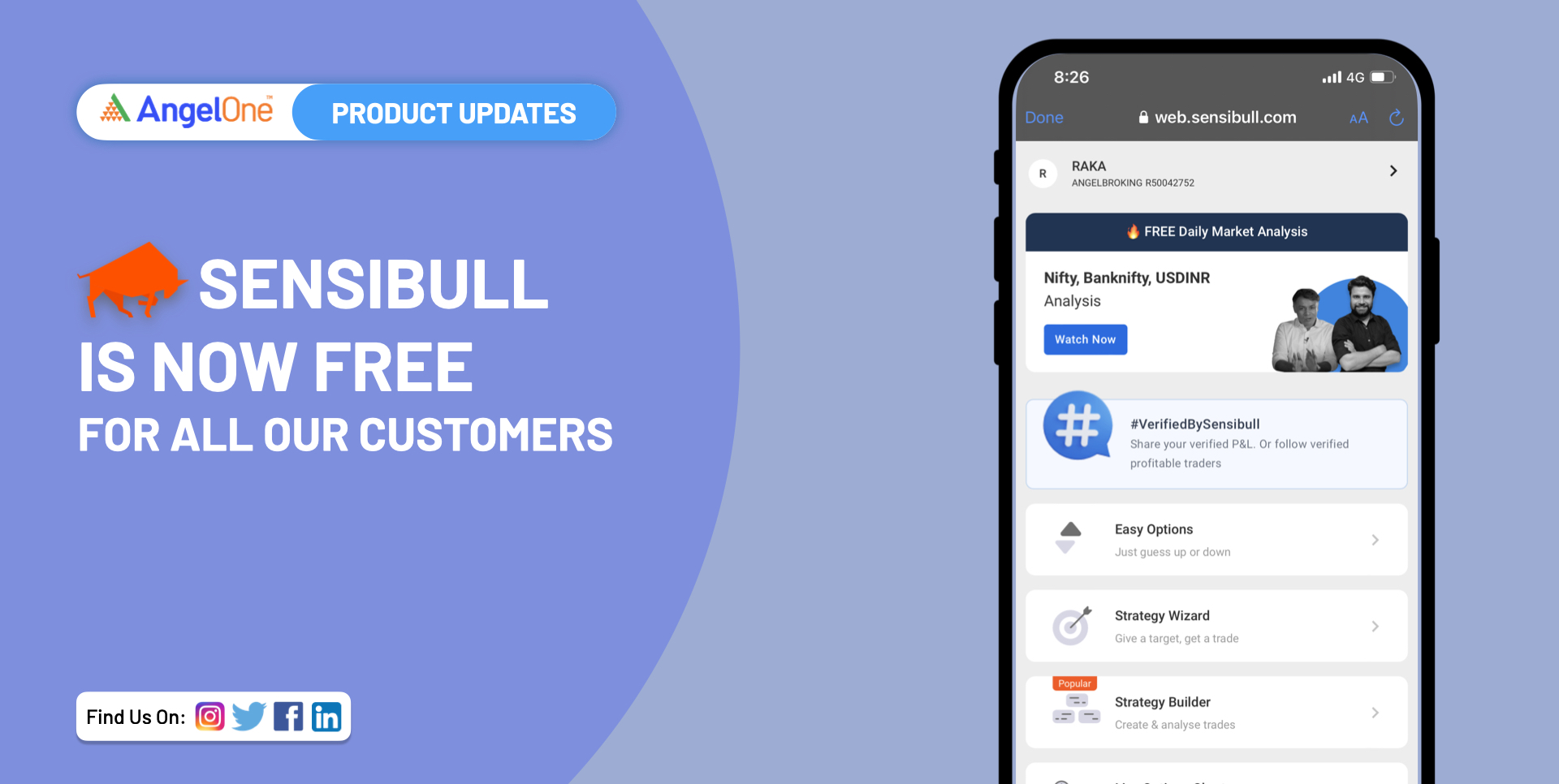 Use Sensibull for FREE Through Angel One